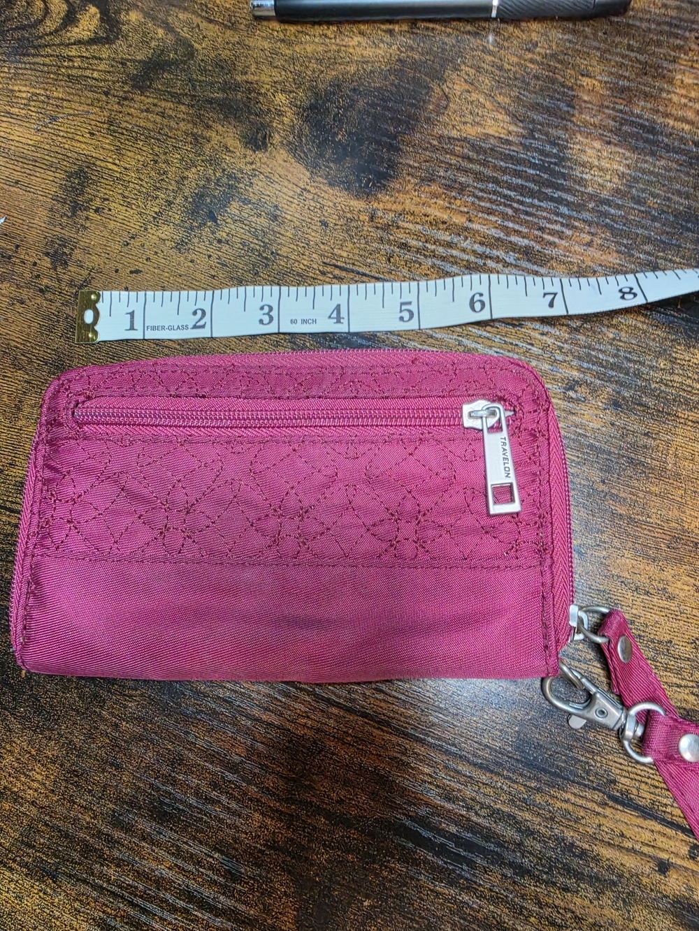 Travelon Quilted Wristlet Wallet in Raspberry - Picture 14 of 15